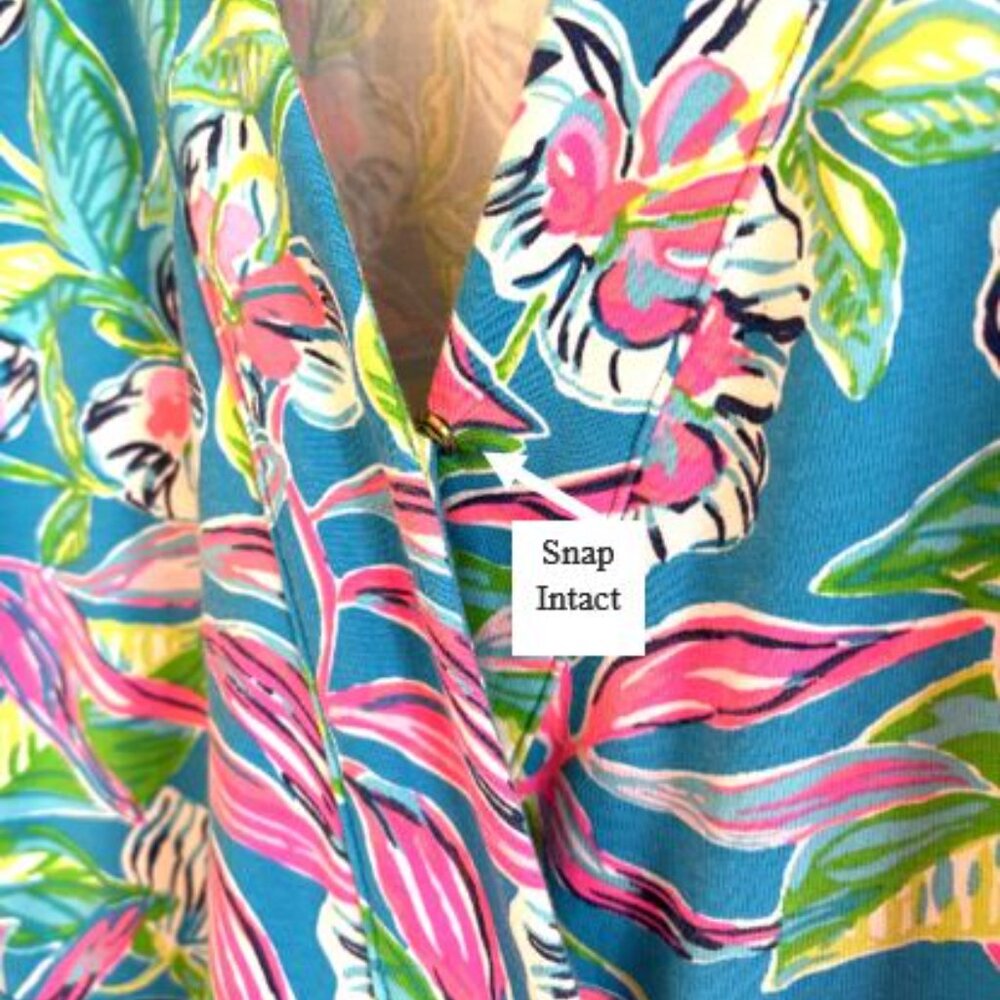 Lilly Pulitzer Clancie Wrap Dress Medium Formentera Turquoise Keep on Beleafing - Picture 6 of 12